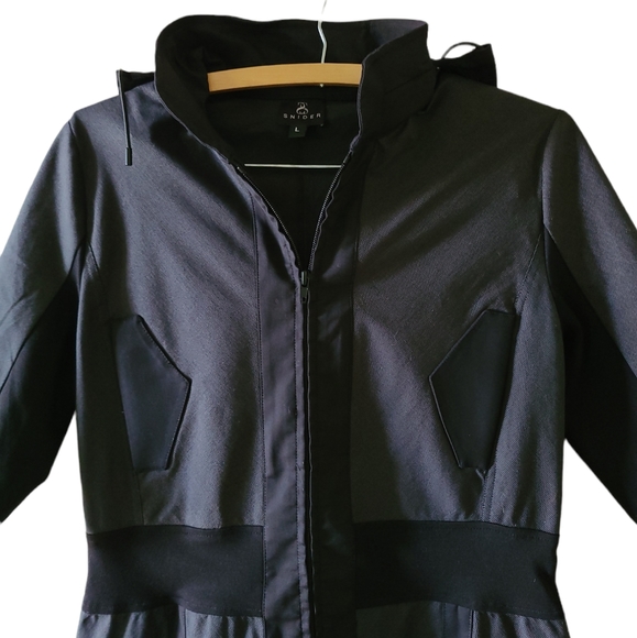 Staci Snider designer tailored mini hooded dress sz large - Picture 6 of 12